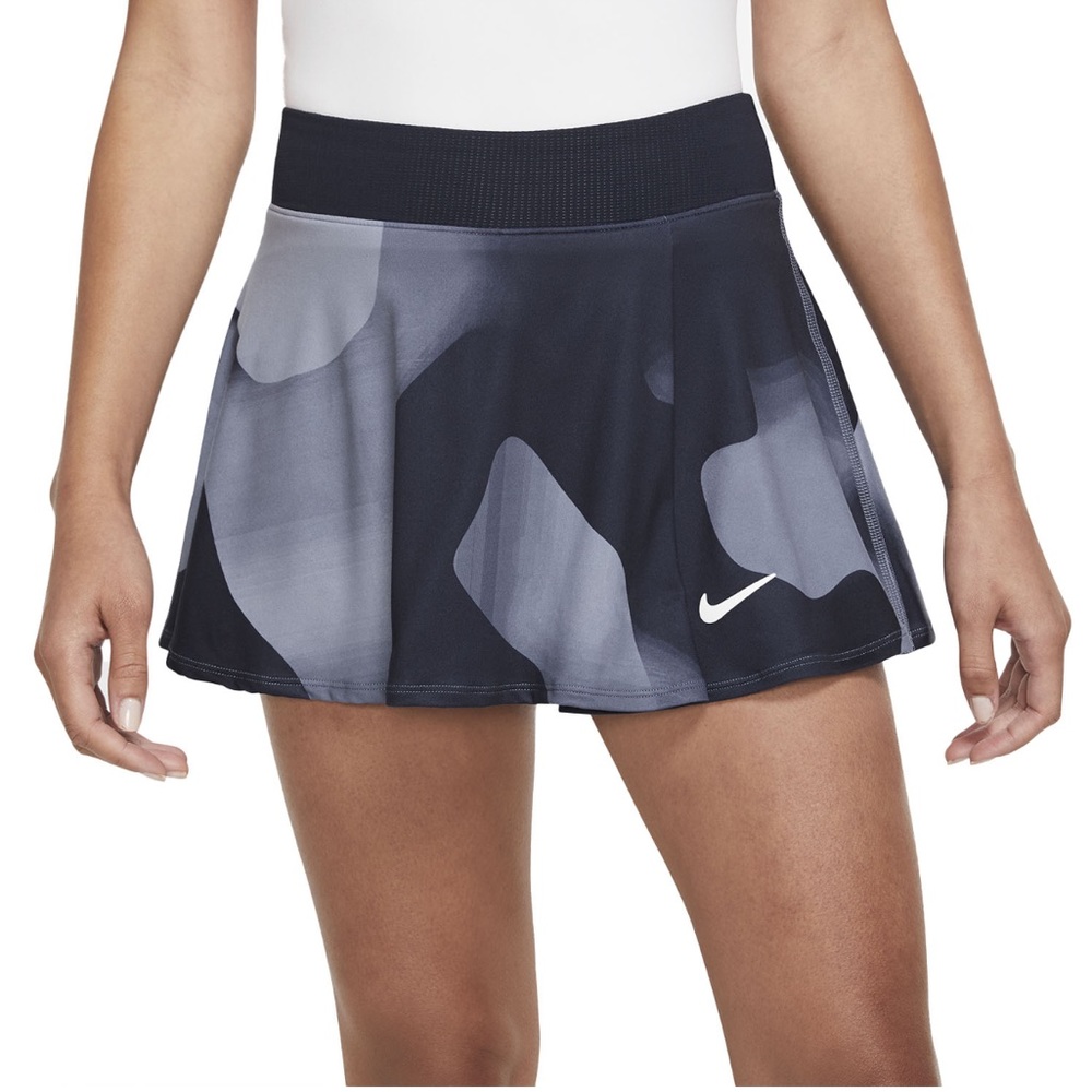 Nike Court Dri Fit Victory Flouncy Print Skirt - Obsidian/White S EUC